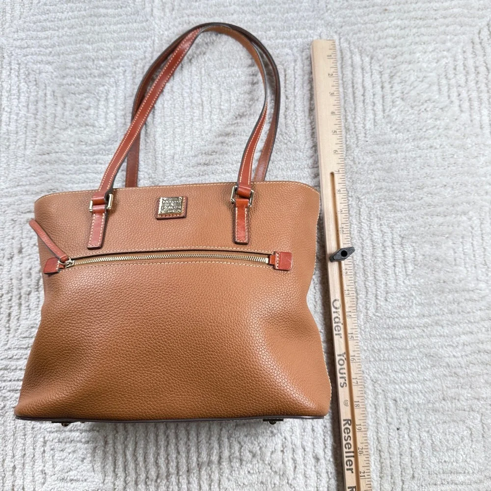Dooney & Bourke Pebbled Leather Tote Women Medium Tan Caramel Shoulder Bag Zip